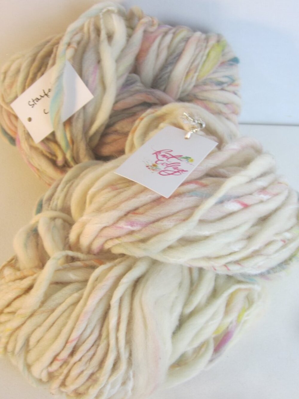 2 Skeins Knit Collage Mix Lot Starfall Wool Yarn Ivory Pastel Bulky 200 grams